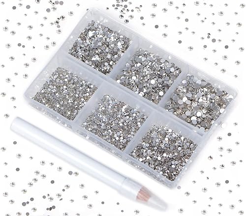 Miniatura 112 de 2880 diamantes de imitación para arte de uñas, sin termofijación, fijación con pegamento, cristales redondos de vidrio con base plana para hacer