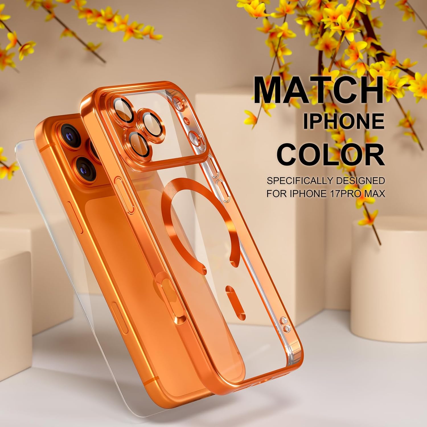 Misea Magnetic for iPhone 17 Pro Max Case Compatible MagSafe Orange
