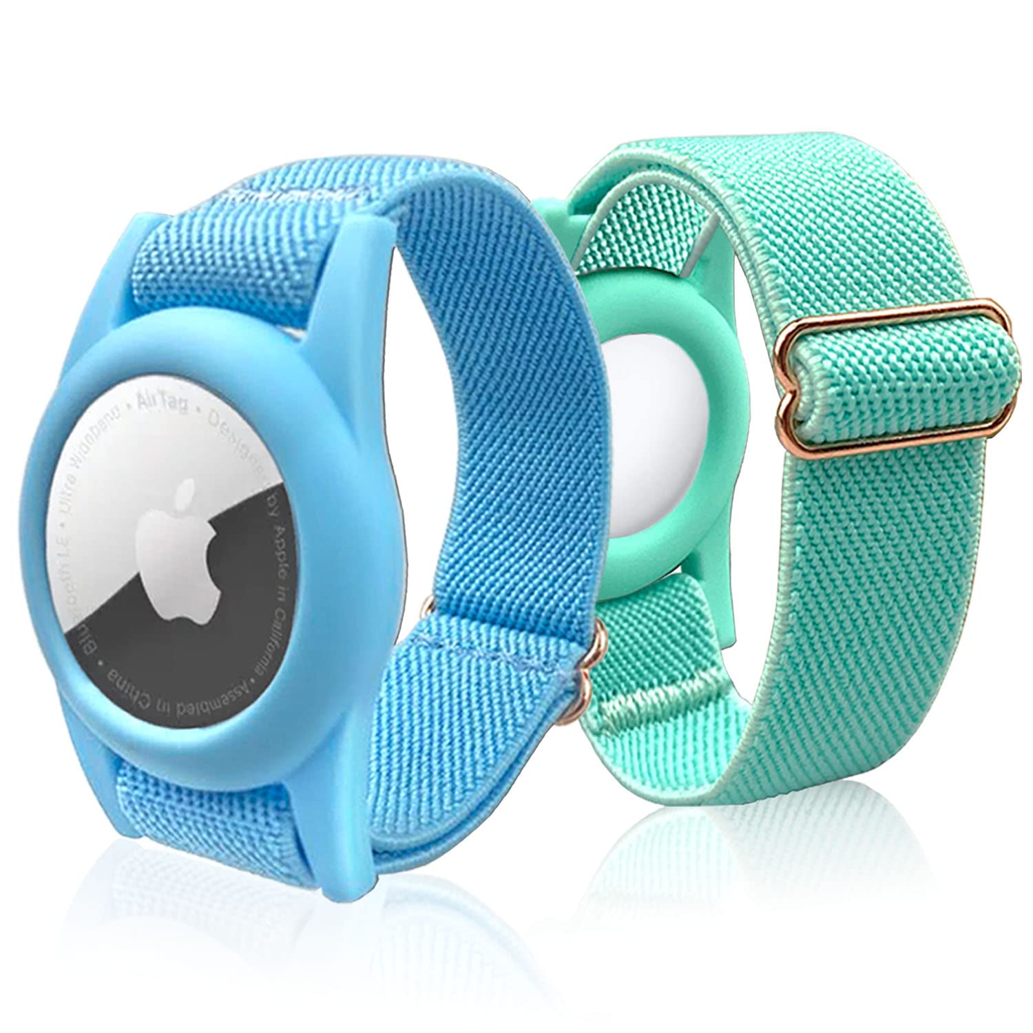 AirTag Bracelet for Kids, AirTag Holder with Elastic Wristband, Anti-Lost Watch Band for Apple Air Tag, Adjustable Strap for Toddler 2 Pack