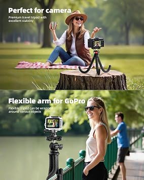 Phone Tripod, Upgraded Mini Flexible Tripod for iPhone with Wireless Remote, Portable Camera Tripod for Video Recording Vlogging Selfie, Compatible with iPhone Android Cameras