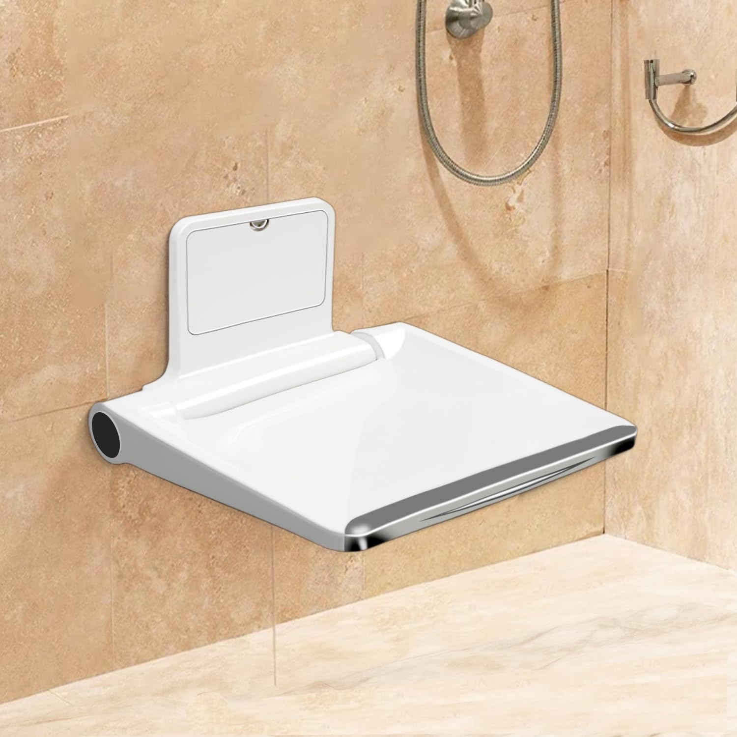 GARVIN Asiento de ducha plegable montado en la pared, mueble de seguridad para baño, asiento de baño, silla de asiento de baño, cuidado del hogar, soporta hasta 400 libras, 14 1/4 pulgadas de largo x