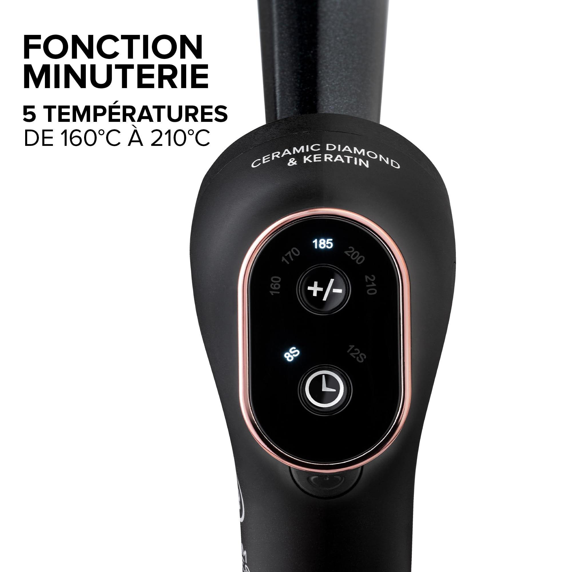 Bellissima Boucleur à Cheveux Glam Waves - Fer à Friser Forme Conique, Avec 5 Températures, Revêtement Céramique Diamaond & Kératine, Chaleur Constante, Embout Anti-brûlure, Chauffage Rapide