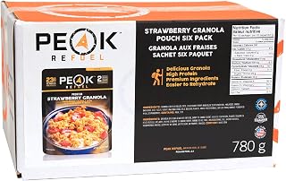 Strawberry Granola 6 Pouch Pack | Peak Refuel Freeze Dried Backpacking and Camping Food | High Protein | Quick Prep