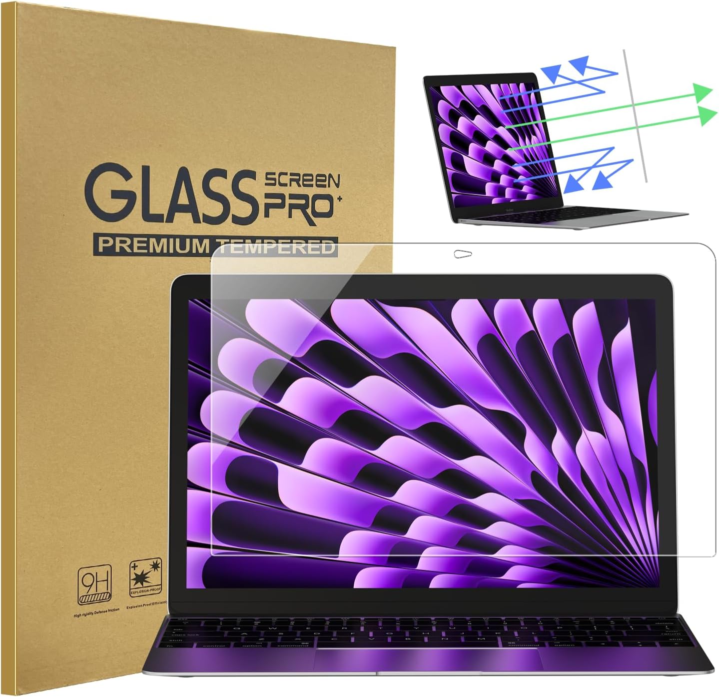 GUDTEKE Tempered Glass 15.6 Inch Laptop Screen Protector, 9H Hardness