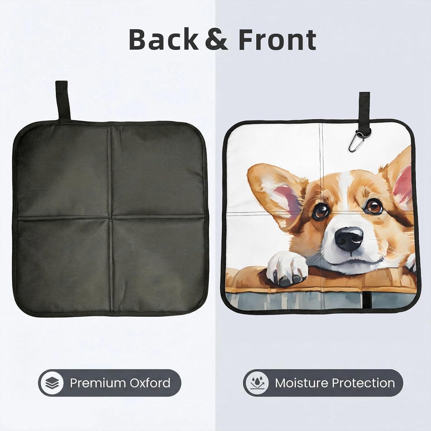 (Cute Corgi) Sitting Pad Foldable Seat Cushion Lightweight Camping Seat Mat with Hook for Outdoor Hiking Picnic Camping