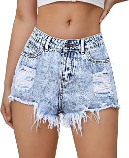 Denim Shorts Ripped Girls' Jeans Shorts Ripped Teenager Cool Short Jeans Baggy Wash…