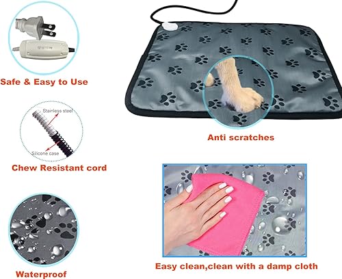 Miniatura 3 de Almohadilla térmica para mascotas para exteriores, pequeña, para perros y gatos, cama térmica para perros para el exterior, cama térmica eléctrica