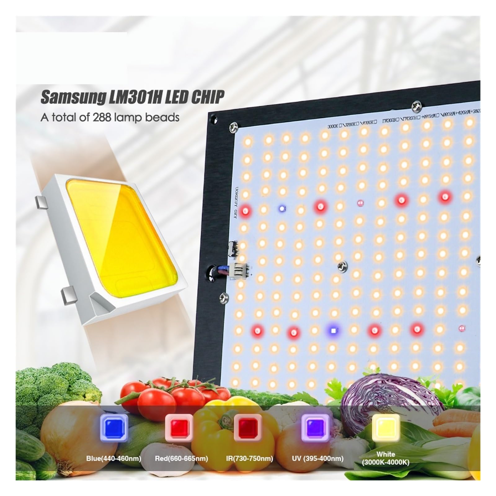 Lampe de Plante, LM301H Dimmable 240w Tech Panneau LED Kit de Culture hydroponique Lampe Phyto for éclairage de Croissance de Plantes de Serre(3000K IR UV 660 450)