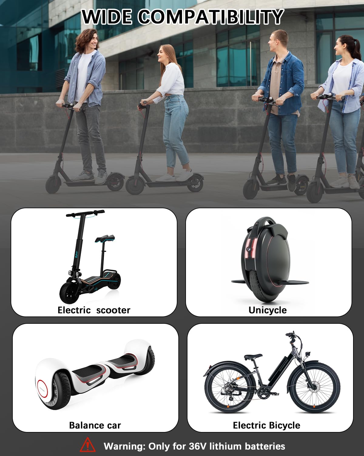 Ladegeräte für Scooter,Wyxron E Scooter Ladegerät 42V2A Hoverboard