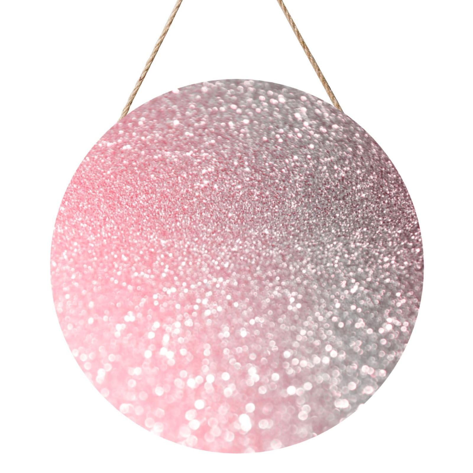 InOmak Rose Gold Pink Sparkle Luxury Trendy Glitter, Round Wood Panel Painting 12 in, Wall Hanging Painting For Home