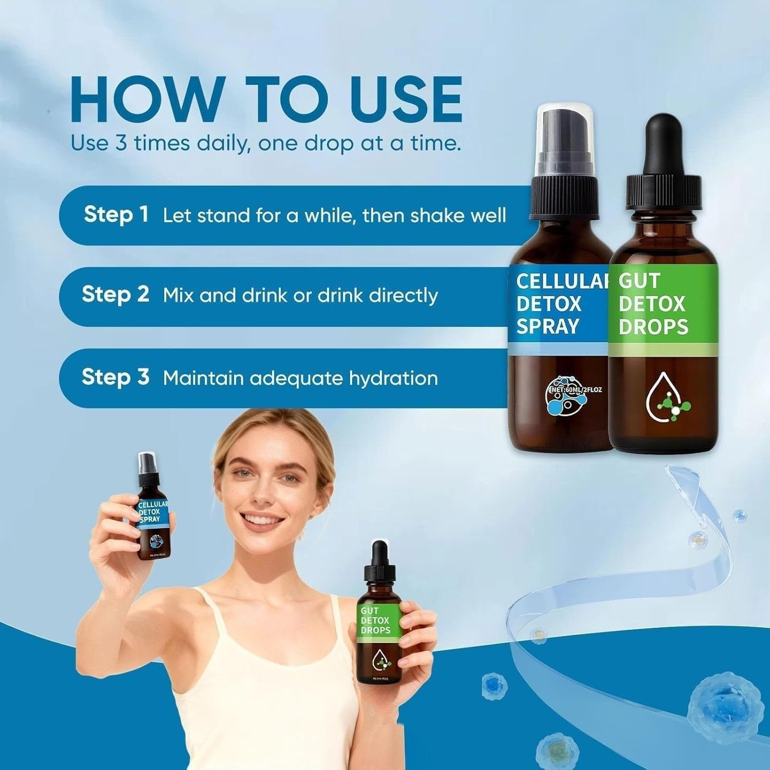 Spray de gota de zeolita, desintoxicación y limpieza de la salud intestinal para adultos