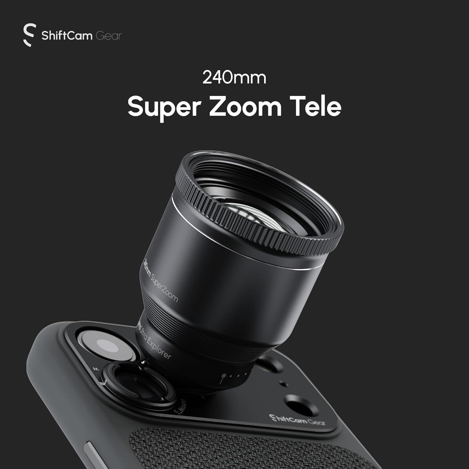 ShiftCam LensUltra 240mm Super Zoom Phone Telephoto Lens for iPhone 17 Pro/16/15 & Android – Fluorite Glass Mobile Camera Lens for Wildlife, Observing Birds, Sports & Concert Photography