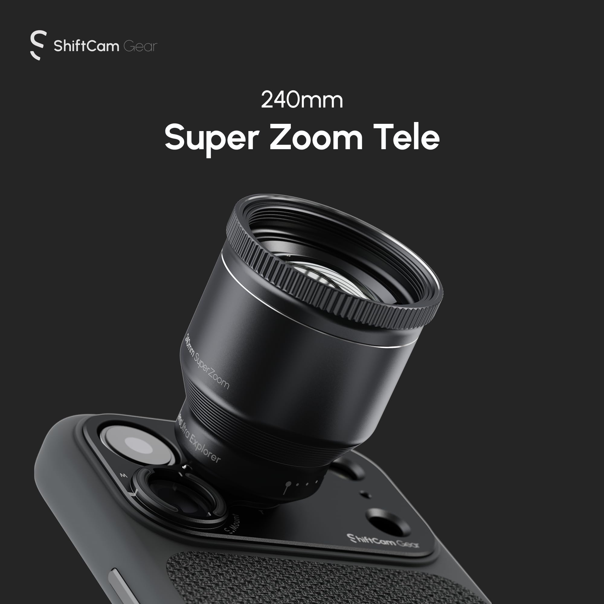 ShiftCam LensUltra 240 mm Super Zoom teleobiettivo per telefono per iPhone 17 Pro/16/15 e Android, lente per fotocamera mobile in vetro fluorite per viaggi, animali selvatici e concerti per avvicinare