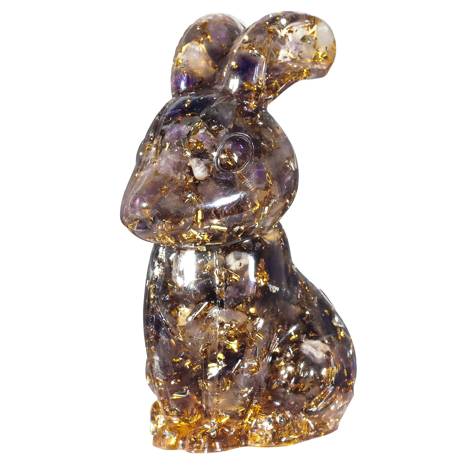 Nupuyai 3" Amethyst Crystal Stone Animal Rabbit Statue