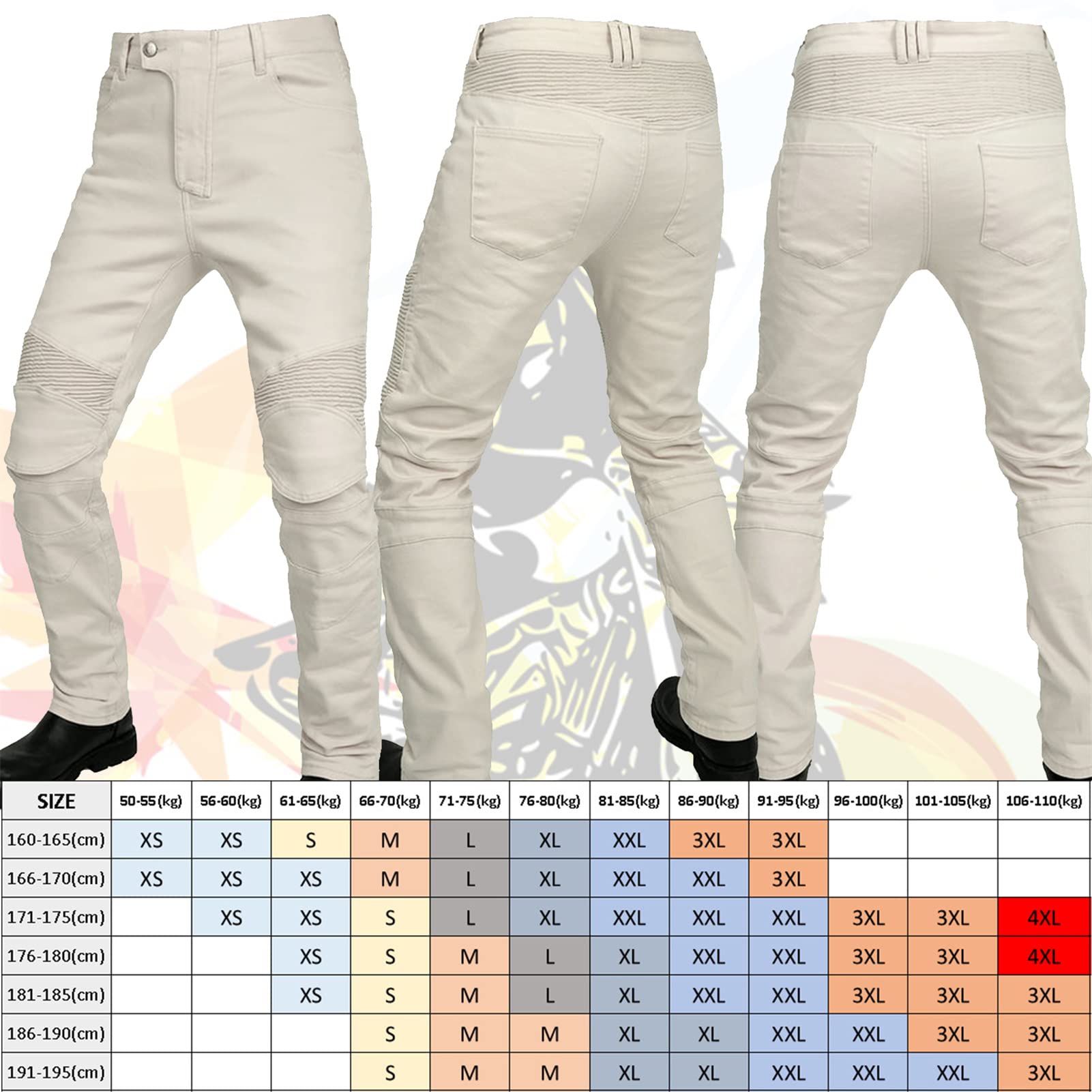 Pantaloni Da Moto Per Uomo, Jeans Rinforzati Con Protezioni CE Rimovibili A Ginocchia E Fianchi, Materiale Elastico Cotone-poliestere