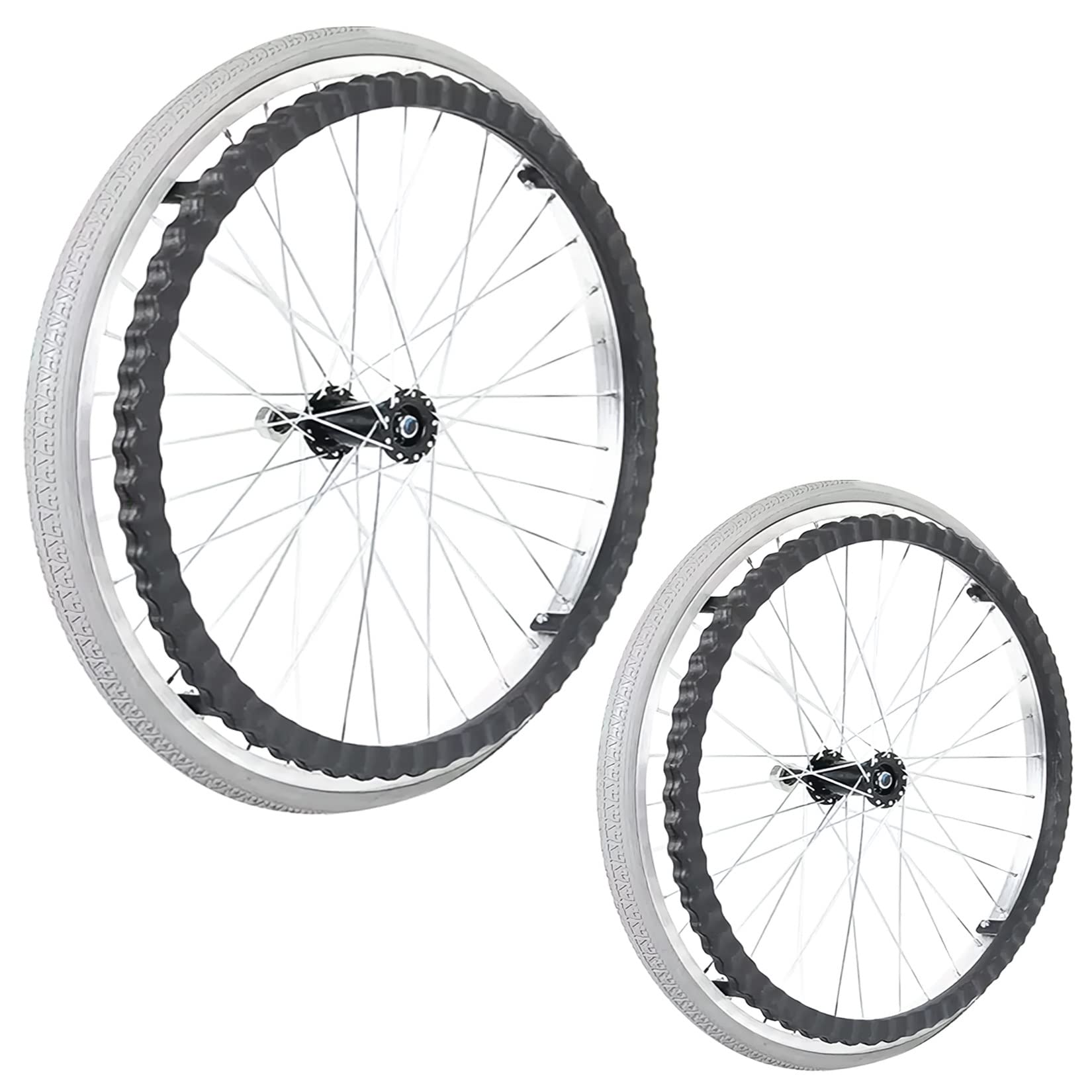ESOYAWE Rollstuhlräder 24 Zoll 2 Stück Nicht-pneumatisch Solides Solide Reifen Rollstuhl Hinterräder, Ersatzrollen Für Rollstuhl Mit Greifreifen Und Lagern, rutschfeste Pannensicheres (Color : Greys