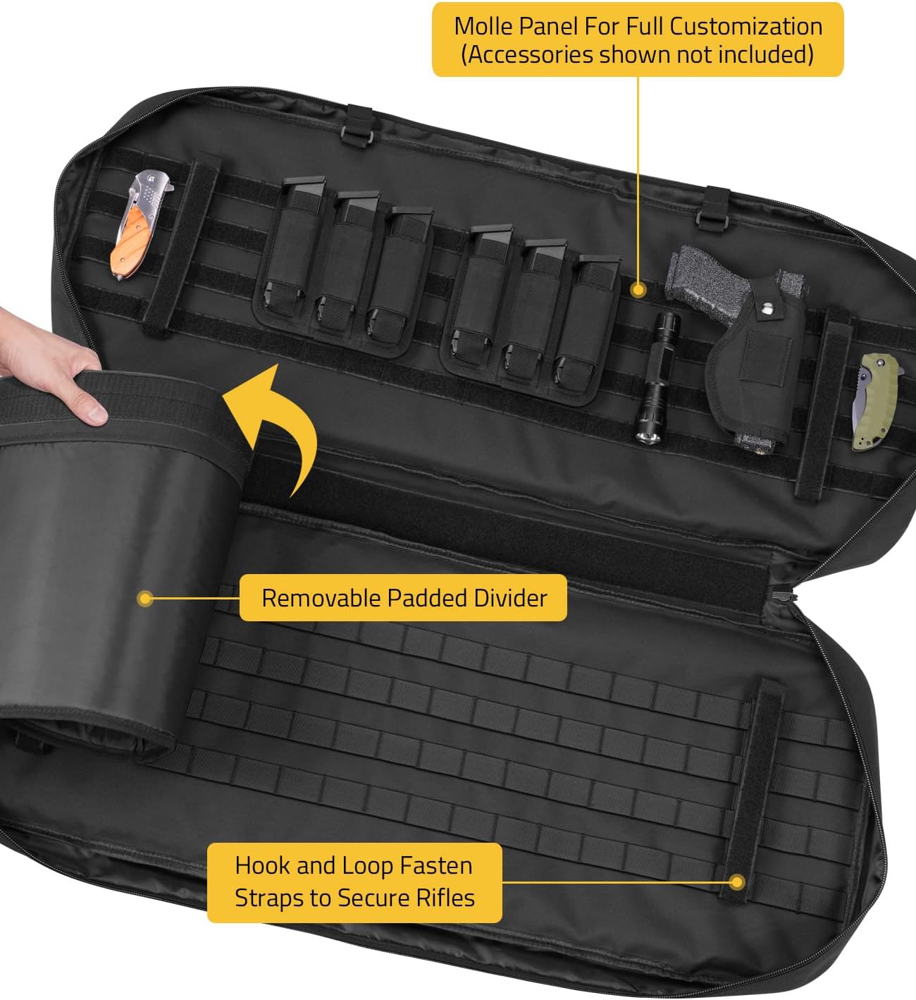 CVLIFE 30" 34" Soft Rifle Case Gun Backpack, Double Rifle Backpack Gun Bag Gun Case Covert Bug Out Bag, with Lockable Zipper for Hunting Shooting - Image 2