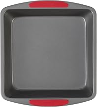 GoodCook MegaGrip Baking Pan with Silicone Grip Handles Square Non-Stick Heavy-Gauge Steel Cake Pan Baking Dish for Brownies Bread Cake Baked Goods & More, Dishwasher Safe, 8x8-Inch,
