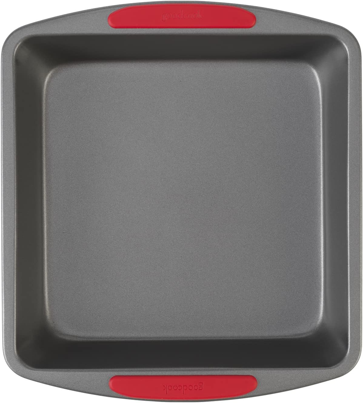 GoodCook MegaGrip 8" x 8" Nonstick Steel Square Cake Baking Pan with Silicone Grip Handles, Gray