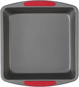 GoodCook MegaGrip Baking Pan with Silicone Grip Handles Square Non-Stick Heavy-Gauge Steel Cake Pan Baking Dish for Brownies Bread Cake Baked Goods &amp; More, Dishwasher Safe, 8x8-Inch,