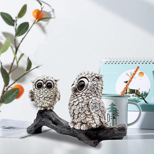 Miniatura 5 de Figura de búho estatua de búho para decoración moderna del hogar soporte de búho decoración de resina para estante y escritorio de oficina estantes