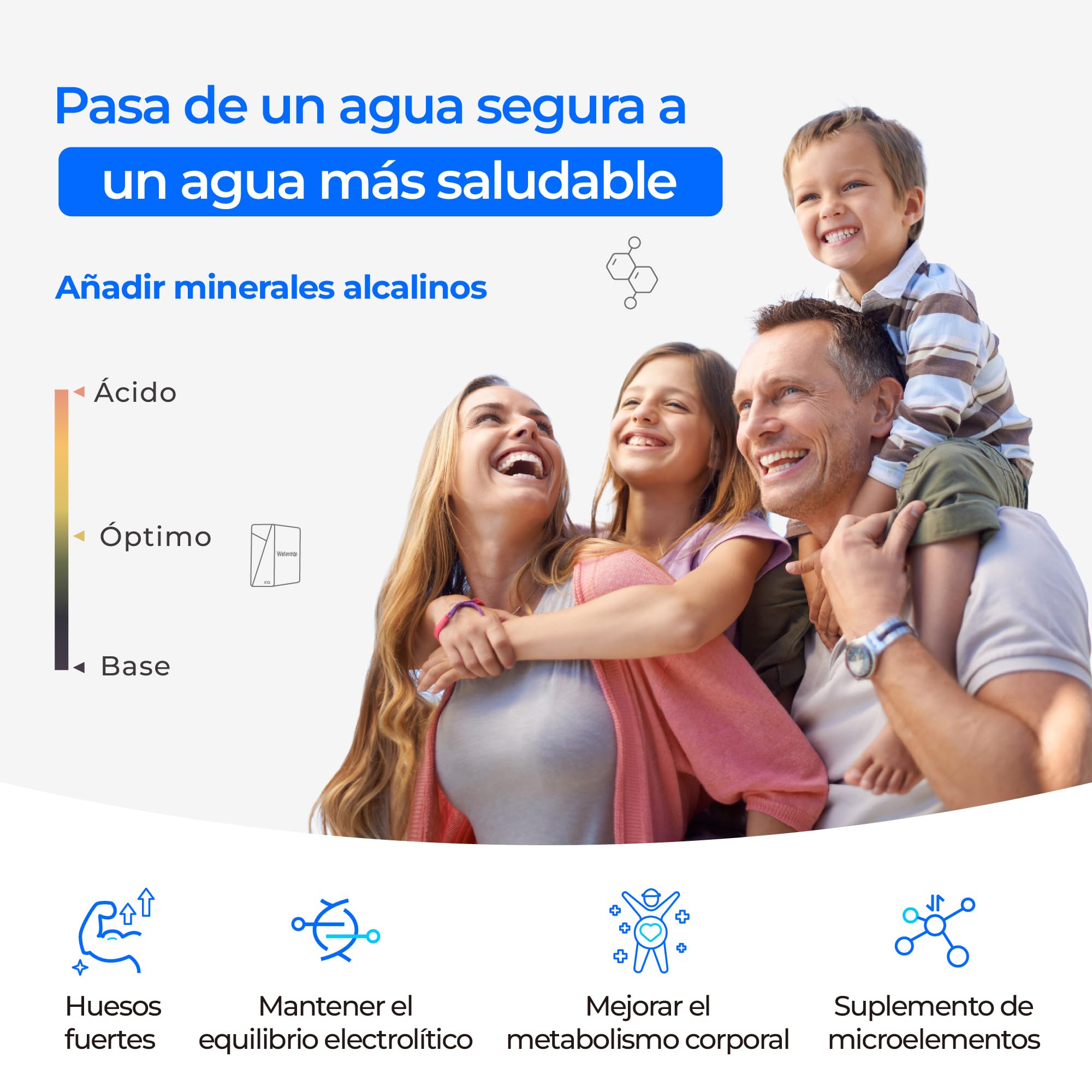 Waterdrop X12 Mineral Alcalino pH+ Ósmosis Inversa Sistema, NSF/ANSI 58&372 Certificado, 1200 GPD de Flujo Rápido, Filtración en 11 Etapas, 3:1 Pura a Drenaje, Libre de BPA