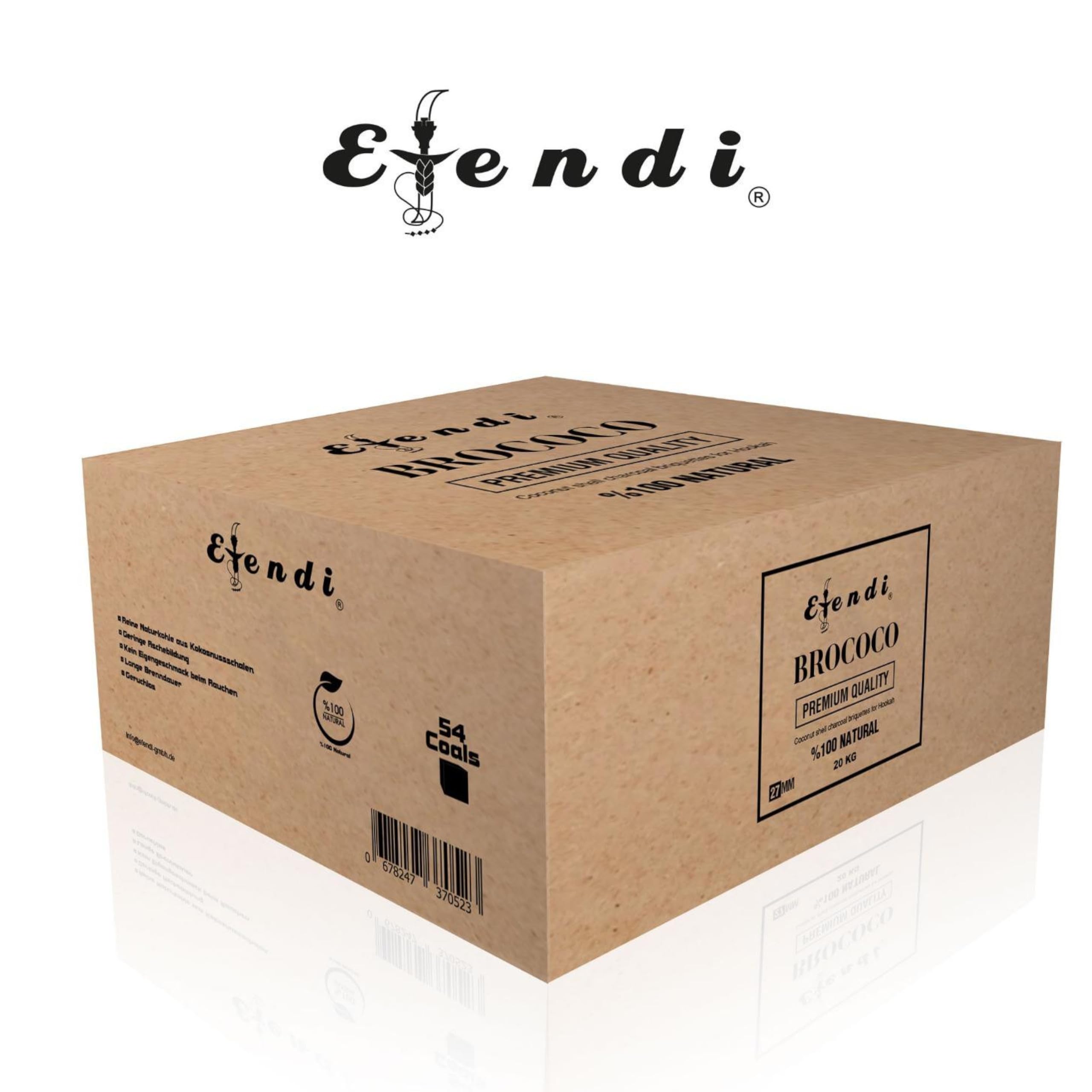 Premium Shisha Kohle 27mm – 100% Natur Kokosnusskohle – 54 Cubes – 20 kg Box – extra Lange Brenndauer, geringe Asche, geruchsneutral – Naturkohle für Shisha & Hookah