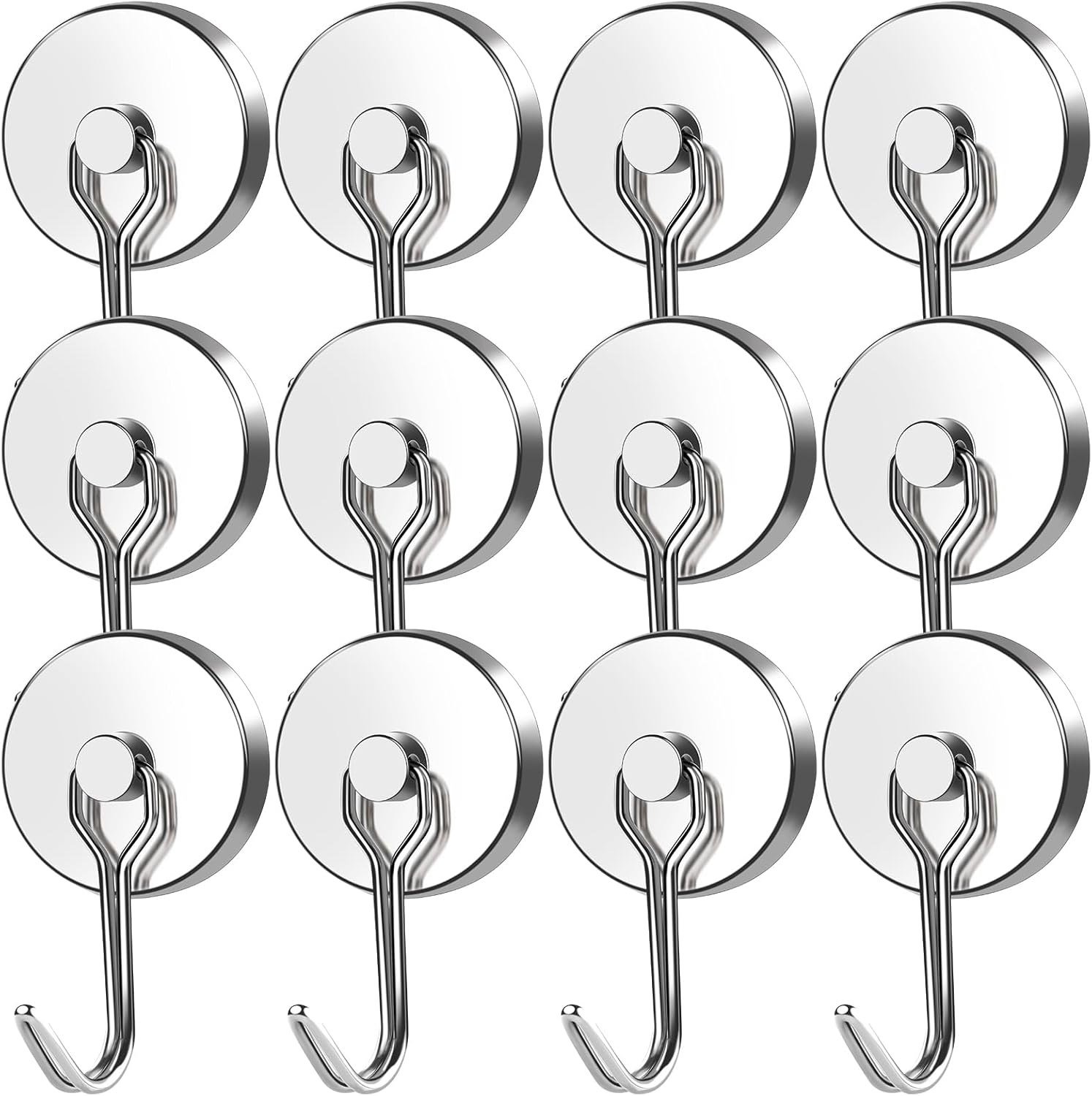 MIKEDE Magnetic Hooks Heavy Duty 120LB+ Swivel Swing Strong Magnetic Hooks Cruise Neodymium Hook Magnets for Hanging Home Workplace Metal Door Office and Garage - Pack of 12