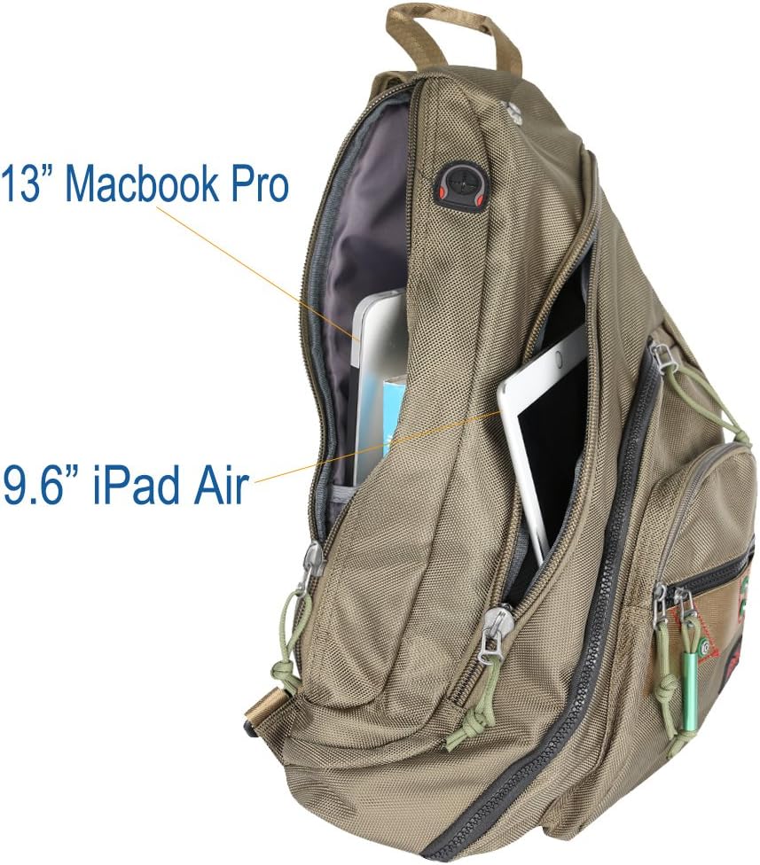 Larswon Sling Backpack, Sling Bag Laptop, Crossbody Bag Men, Shoulder Bags Green
