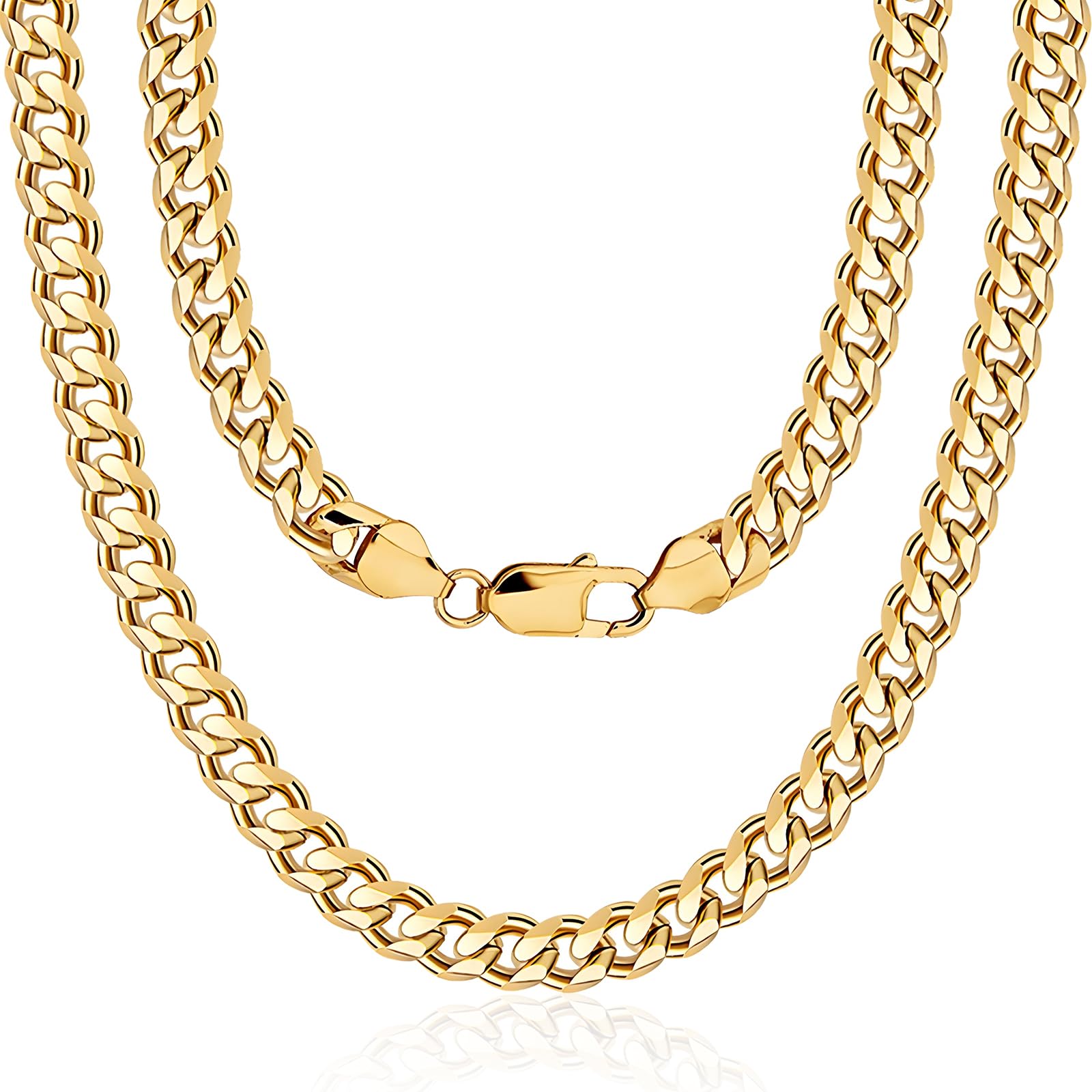 Amazon.co.jp: CHENETOILE 7mm キューバリンクチェーン 男性用 14K