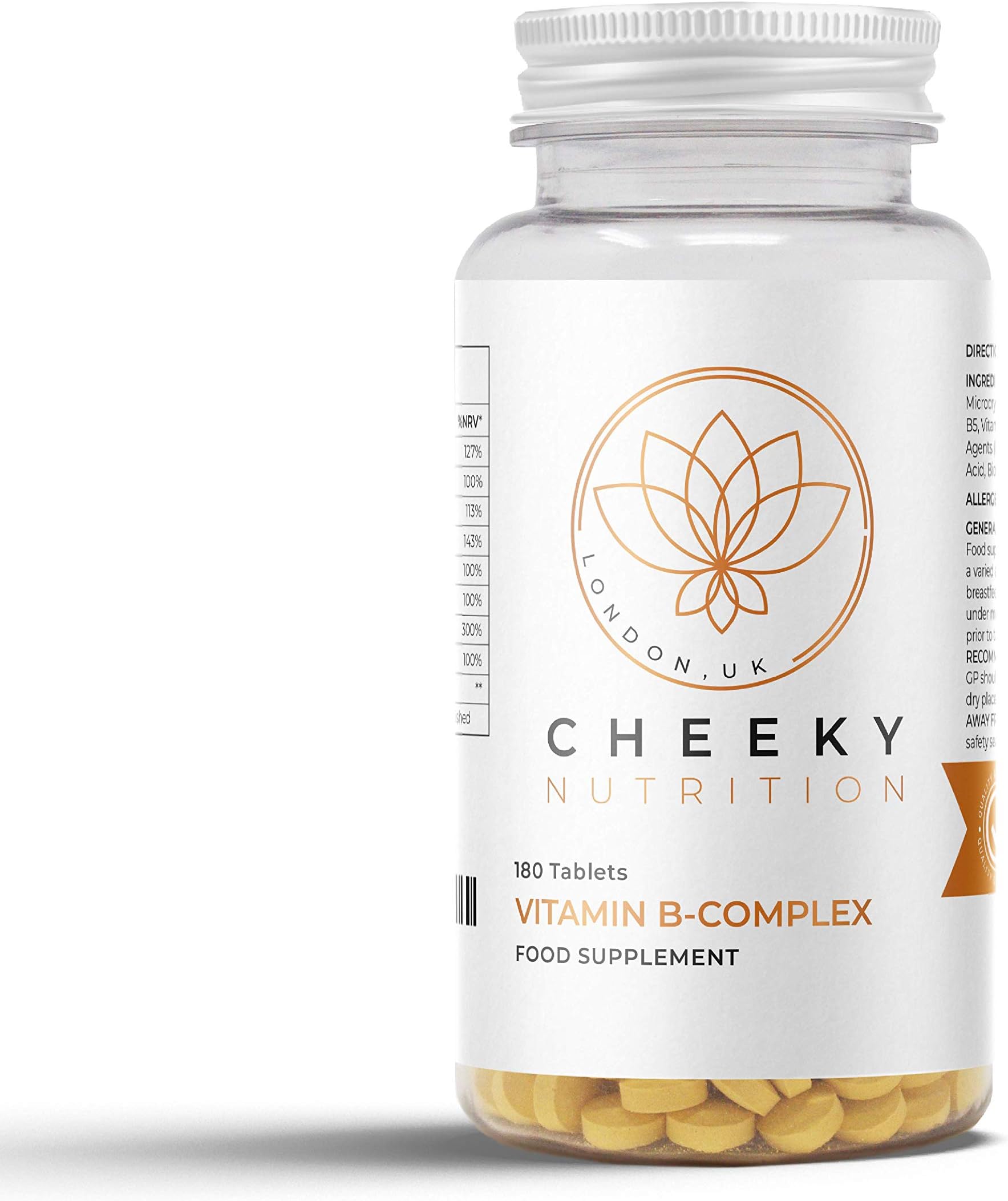 Cheeky Nutrition Vitamin B Complex, containing All 8 B Vitamins. 180 Tablets Suitable for Vegans