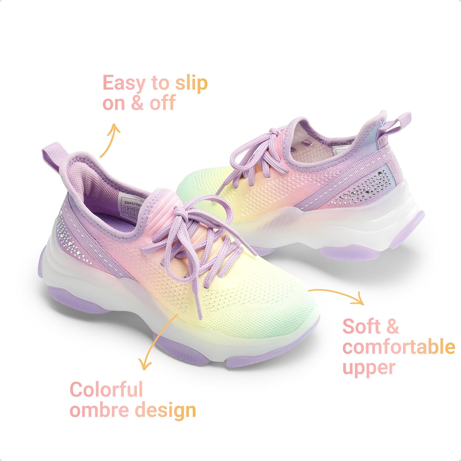 DREAM PAIRS Girls Slip-On Sneakers Kids Sparkle Pop Lightweight Jelly Sole Walking Shoes - Image 5