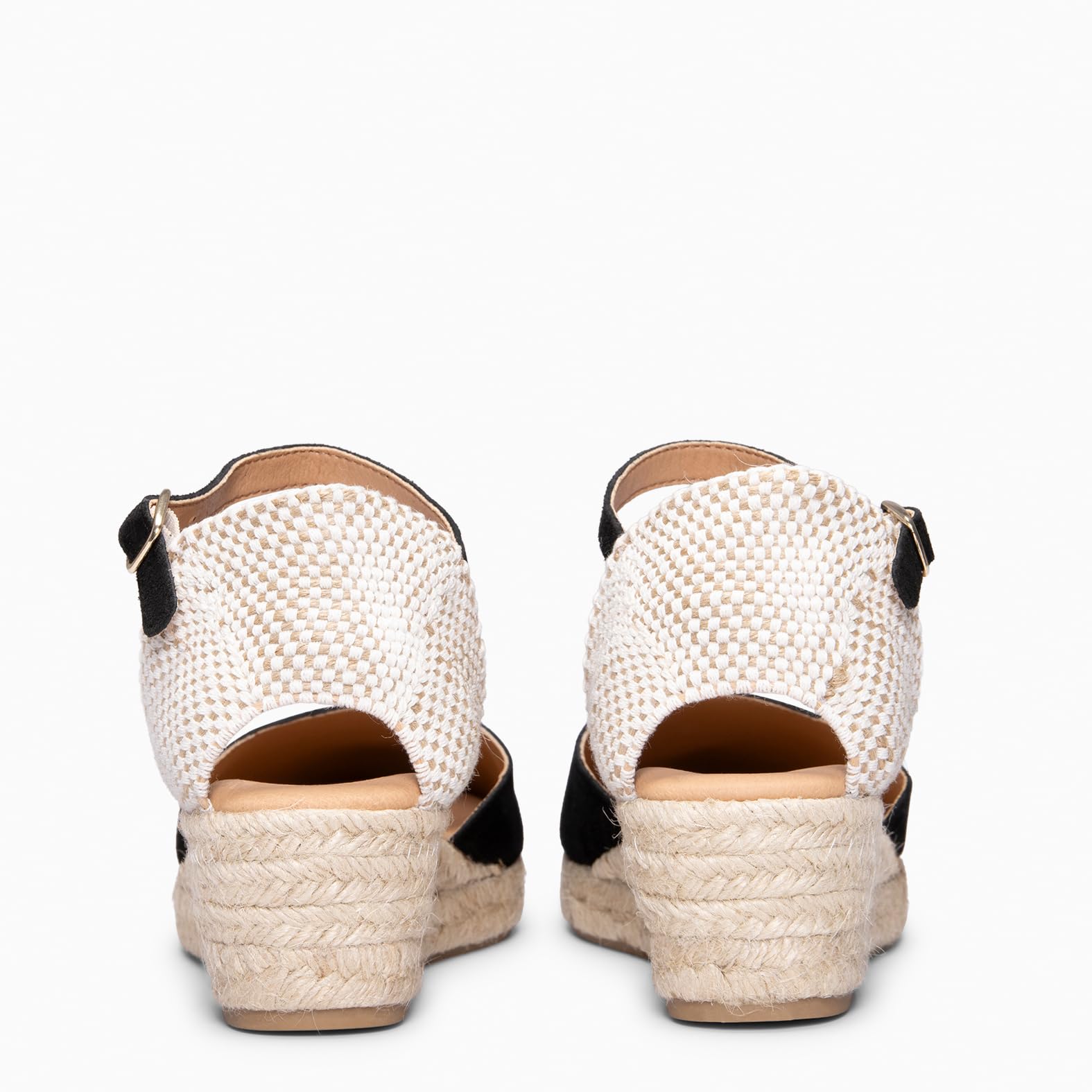 miMaO. Espadrilles à petit talon compensé en cuir pour femmes. Fabriquées en Espagne