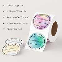 Vista 2 de Mobiusea Creation Candle Label Roll 2 Inch Waterproof Labels for Candle Making Supplies, Tins, Jars, Boxes Packaging