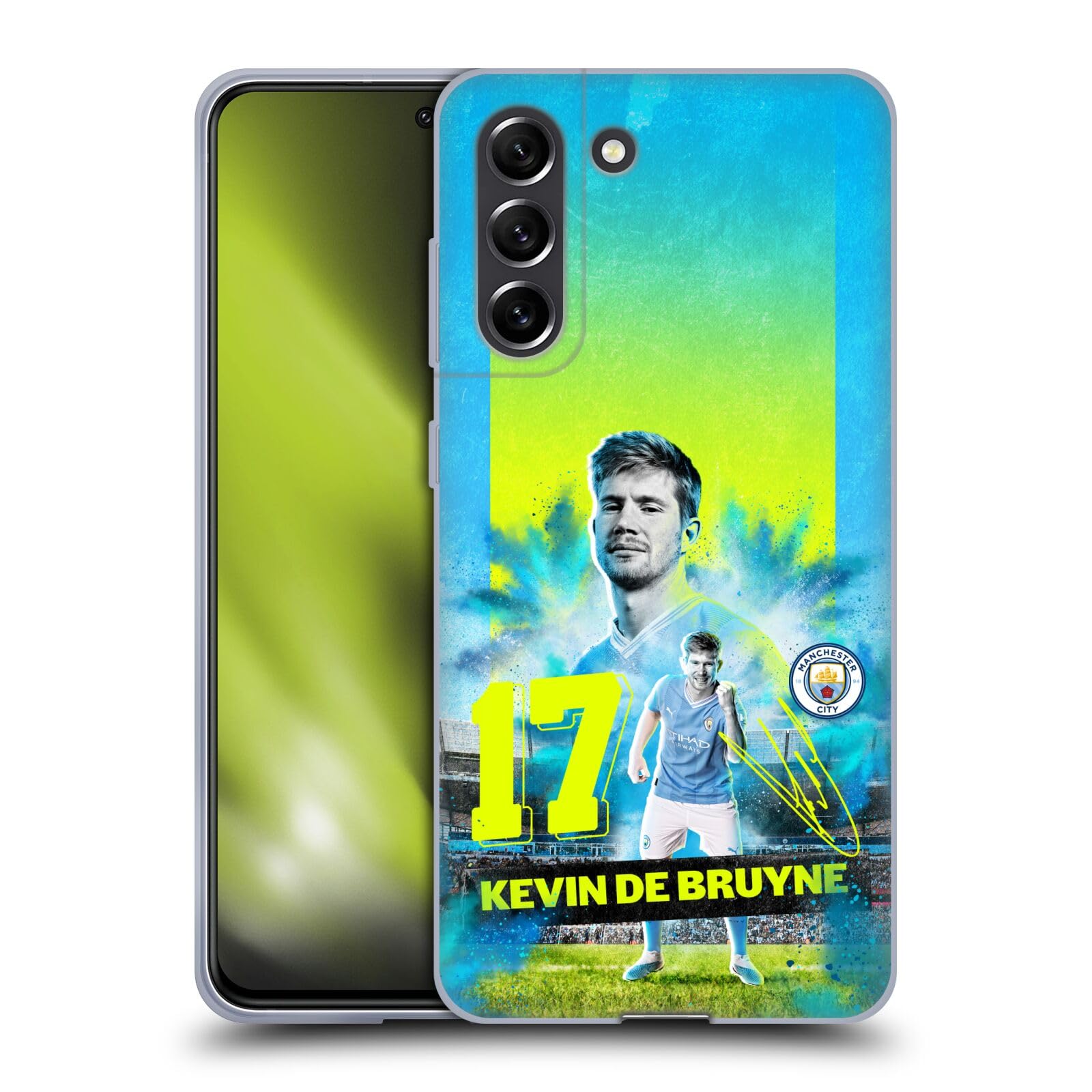 Head Case Designs Officially Licensed Manchester City Man City FC Kevin De Bruyne 2023/24 First Team Gel Case [Military Grade] Compatible with Samsung Galaxy S21 FE 5G and Compatible with MagSafe