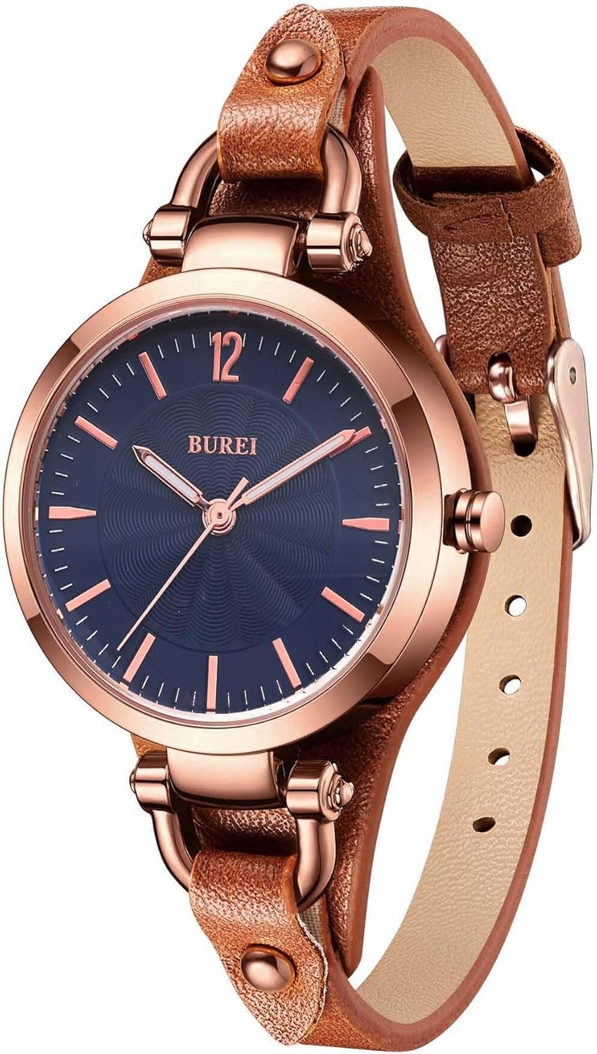BUREI Women Watches Simple Leather Strap Watch Luxury Quartz Watches Small Thin Ladies Watch Bracelet Band Wristwatch Relogio Feminino