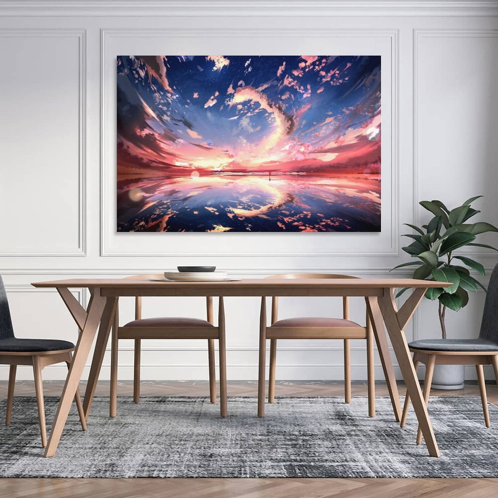 現代風景画 木製フレーム付き