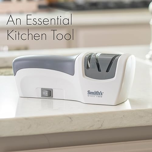 Vista 10 de Smith's 50005 Edge Pro - Afilador de cuchillos eléctrico compacto, amarillo y gris, afilador de 2 etapas de borde recto, afilado eléctrico y manual