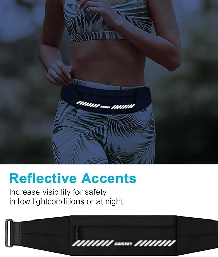 Miniatura 7 de HAISSKY Cangurera para cinturón de correr, paquete de cintura delgada para mujeres y hombres, soporte de teléfono para correr, bolsa de correr para