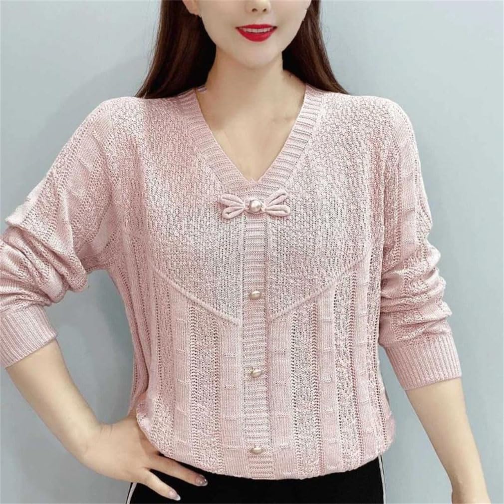 Warm Sweaters for Women V Neck Soft Pullover Sweater Loose Casual Long Sleeve Spring Fall Casual All-Match Tops
