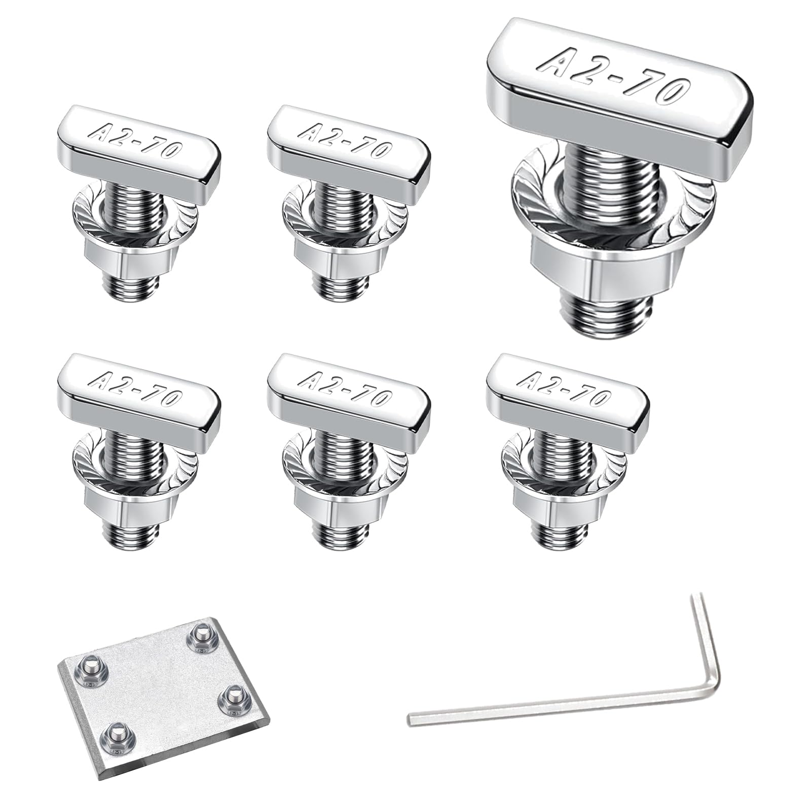 Pack of 6 Hammer Head Screws M8 x 20, Hammer Head Screw M8 Stainless Steel A2-70 with Flange Nuts, Hanger Bolts