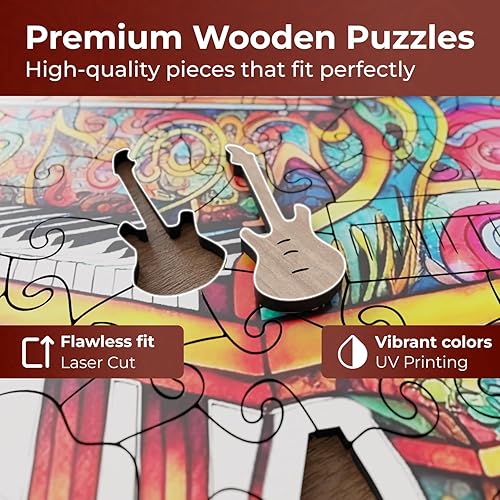 Miniatura 4 de Rompecabezas de madera de instrumentos musicales para adultos  Piano único A3 con 131 piezas  Rompecabezas con formas únicas  Juegos familiares para