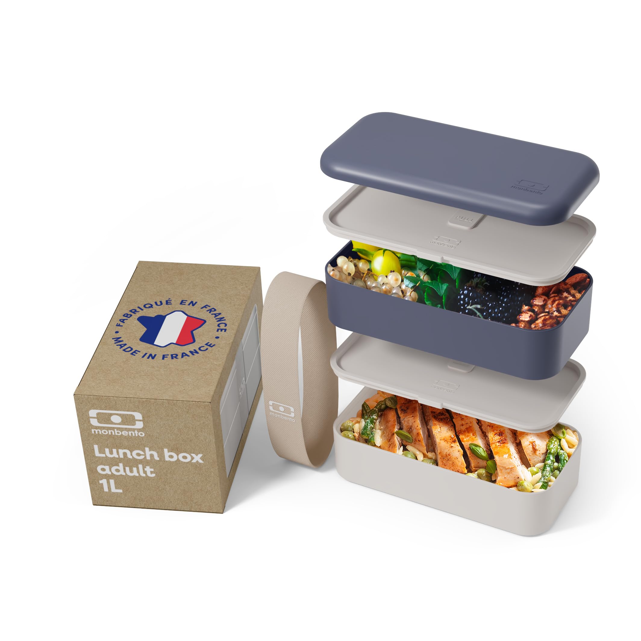 monbento – Brotdose – Mikrowellengeeignete Lunchbox für Erwachsene – Auslaufsichere 2-Ebenen Bento Box – Ideal für Arbeit/Meal Prep – Jausenbox BPA-frei – Spülmaschinengeeignet - Schwarz grau
