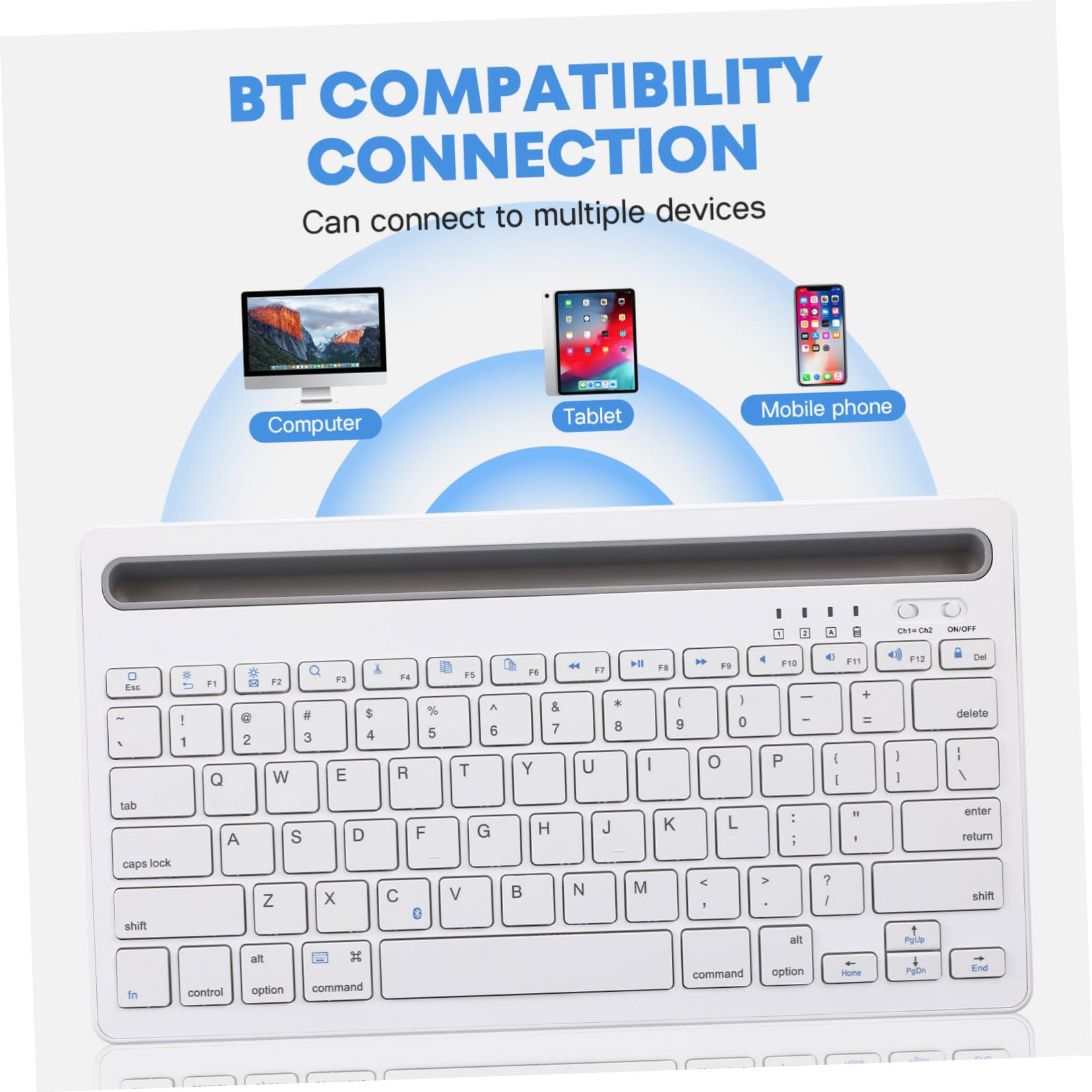 Tastiera Wireless Ricaricabile per Tablet e Smartphone Design Silenzioso e Materiali Abs e Ferro