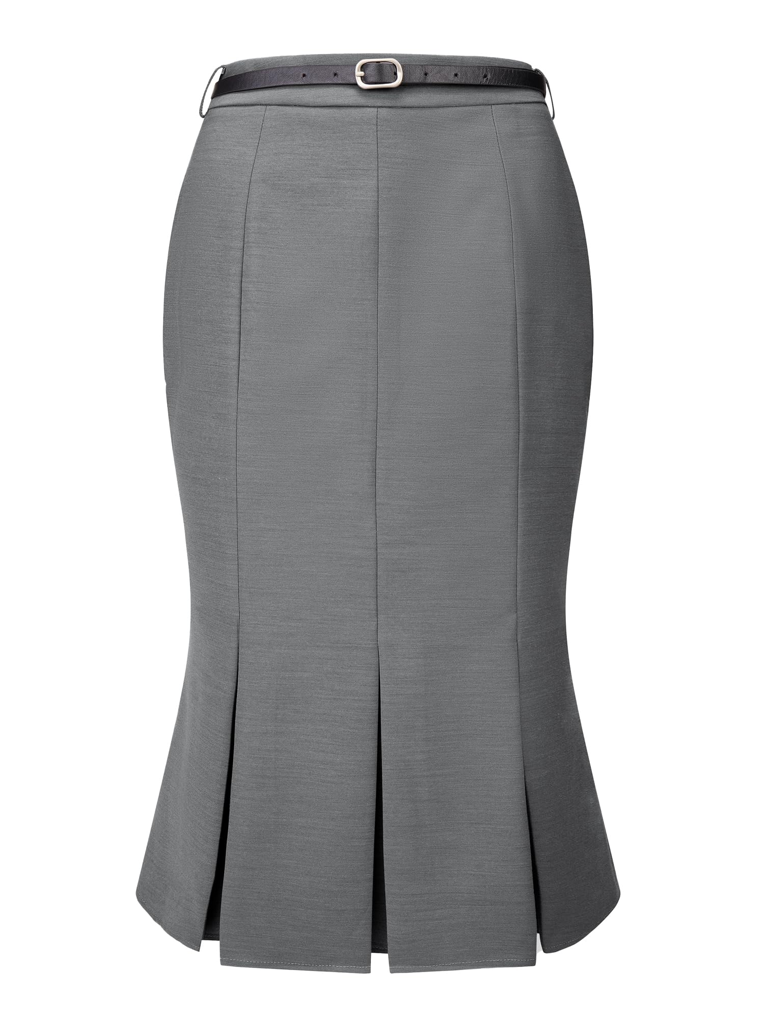 Womens Elegant Formal Skirt with Belt Knee Length Fishtail Pencil Skirt