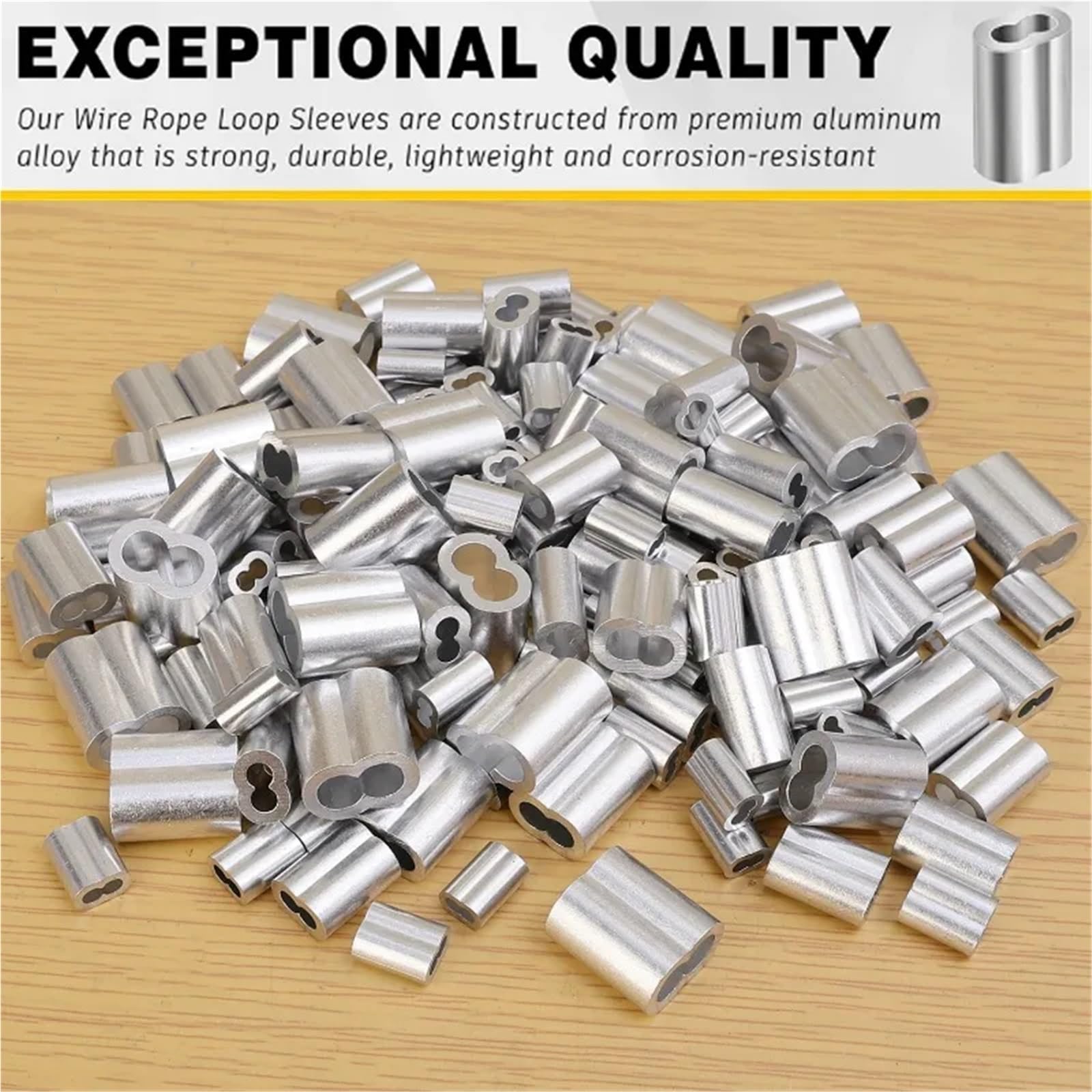 10/200 pz Doppio Foro Cavo A Crimpare Manicotto M1.5 A M4 Puntali in Alluminio a Forma di 8 Fermacorda e ganci Corda Accessori Hardware Per Cavo, Funi(M4x200pcs)
