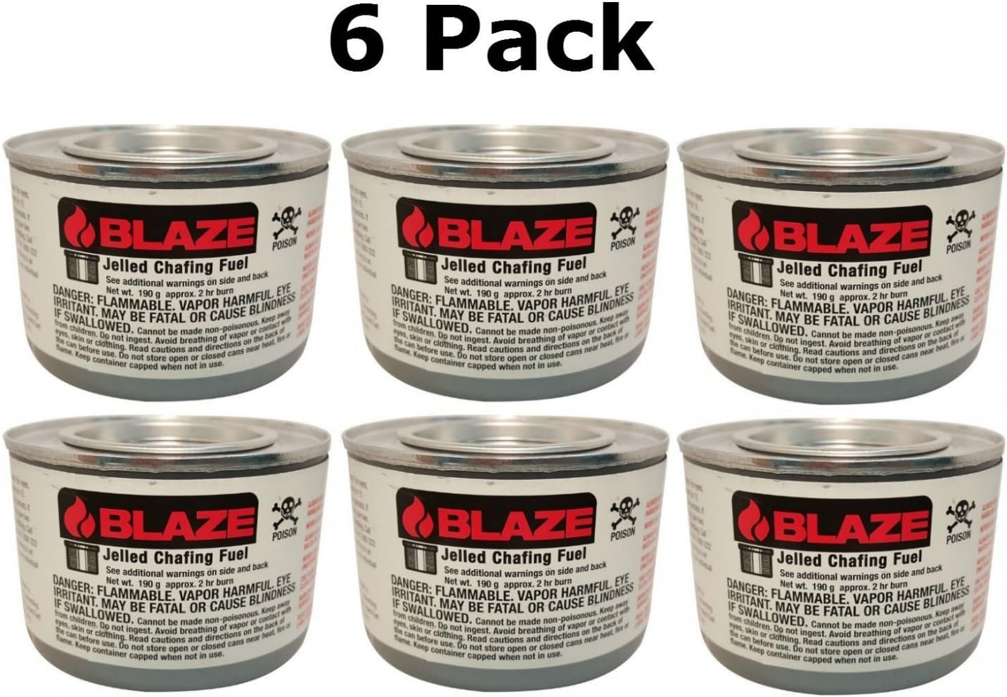 Blaze Products GB100L 2 Hour Jelled Methanol Chafing Dish Fuel (6 Pack)