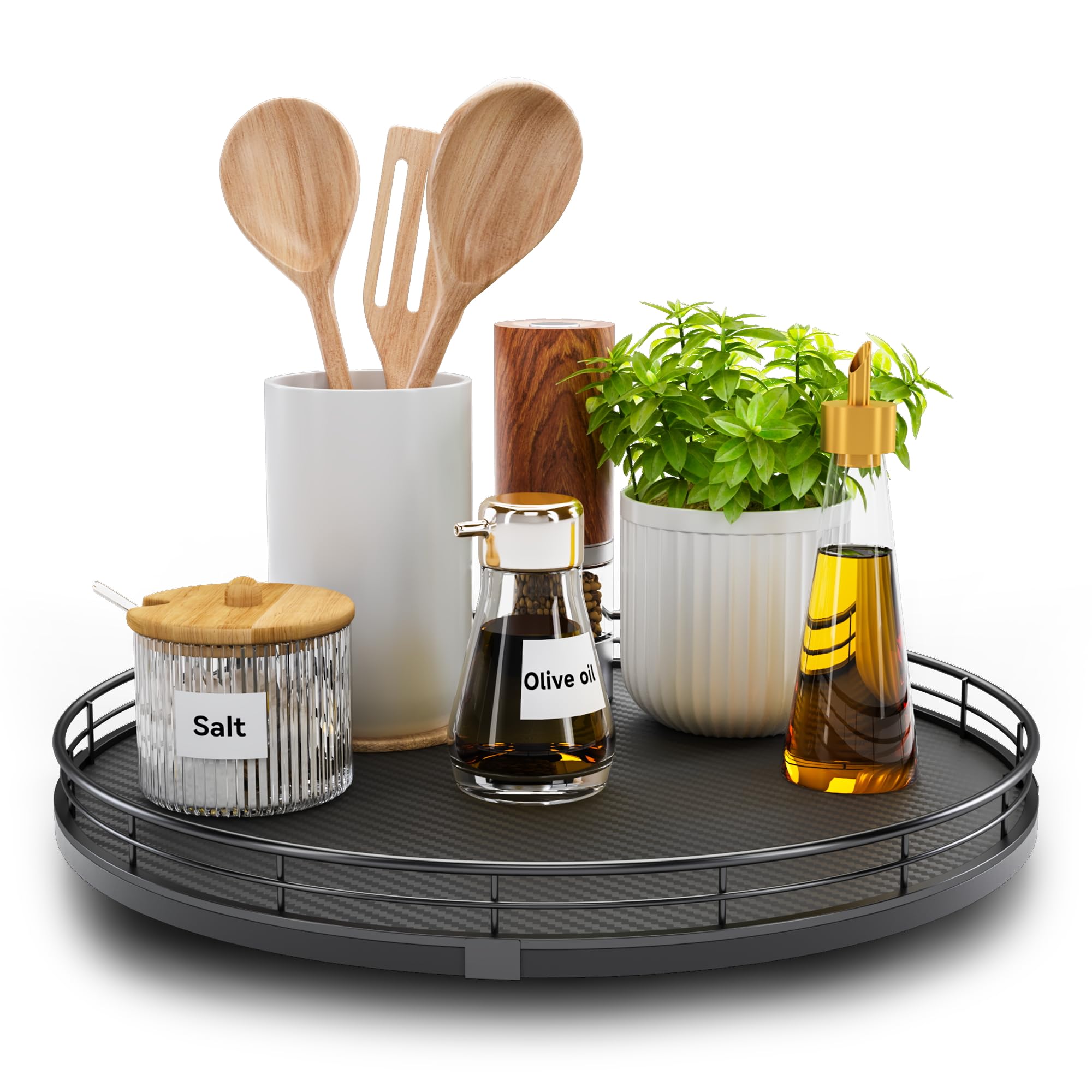 13" Lazy Susan Turntable Organizer for Table Top, Round Wooden Lazy Susan for Cabinet Kitchen Decor Centerpieces Coffee Table, Storage Condiments