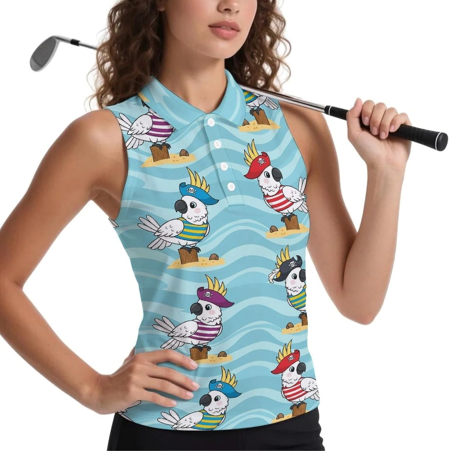 Women's Golf Shirt Sleeveless V Neck Tank Tops Wicking Tennis Athletic Polo Shirts