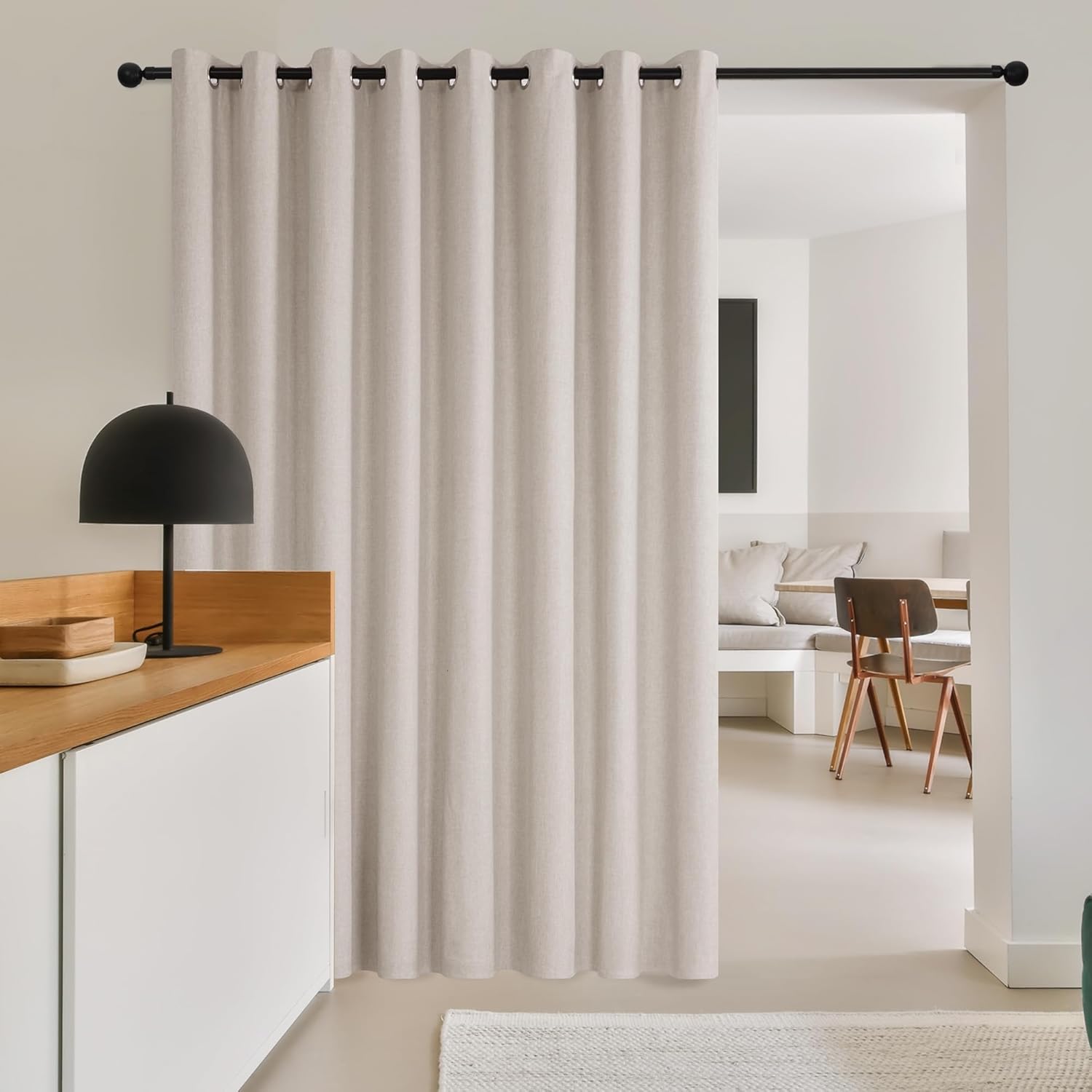 Deconovo 100% Blackout Patio Door Curtains,Flaxen,100W x84L Inch,1 Panel